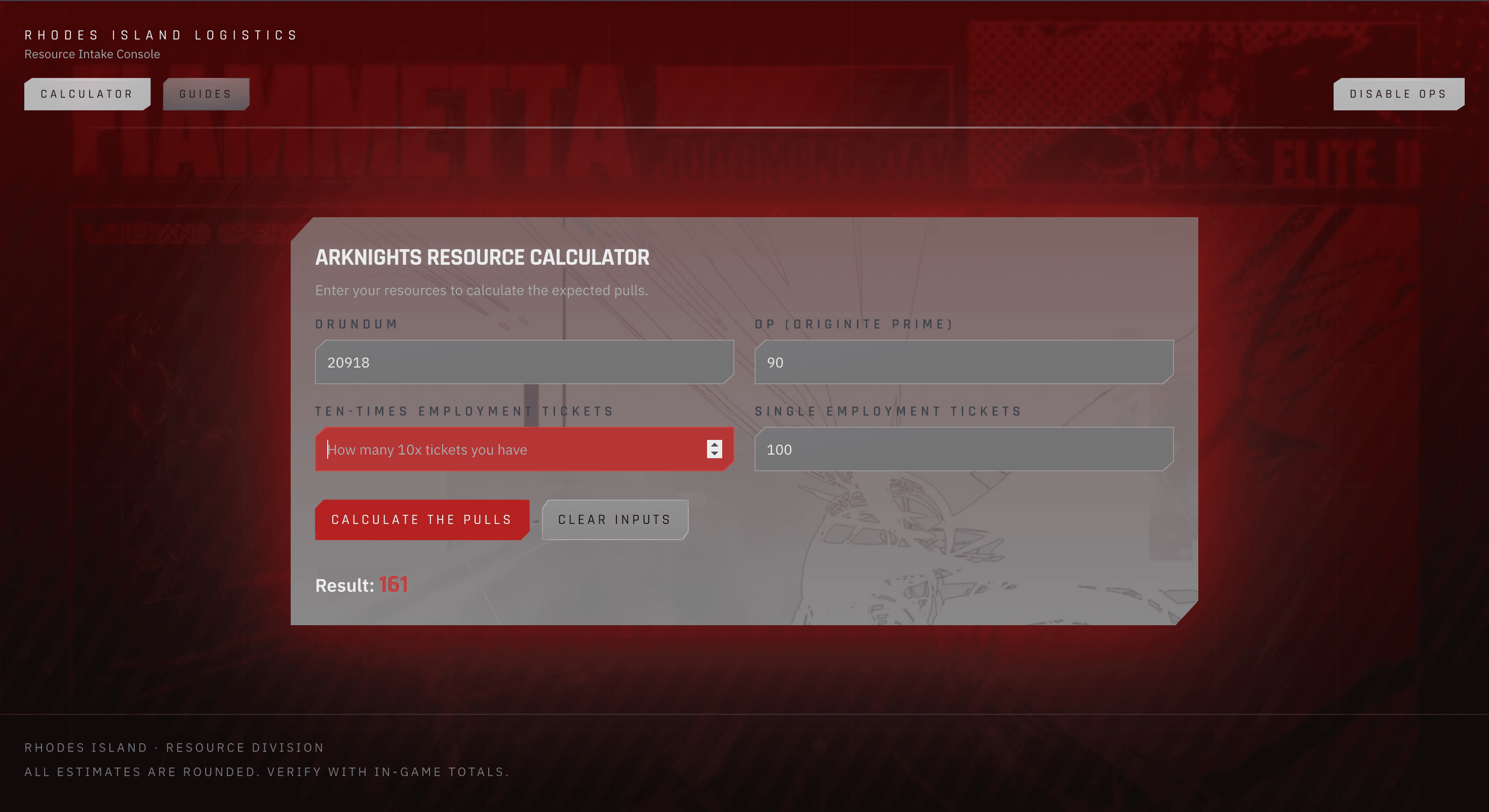 Arknights Resource Planner preview 2